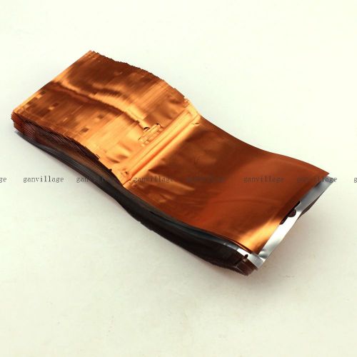 100pcs clear front coppery mylar foil reclosable ziplock bags storage 3.5&#034;x5.9&#034; for sale
