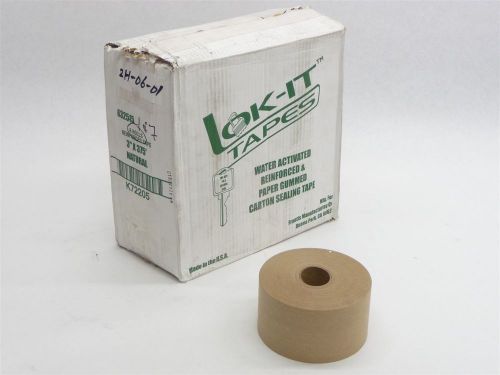 LOT 8 ROLLS NEW LOK-IT KRAFT UTILITY GRADE REINFORCED GUM GUMMED TAPE 3&#034;*375&#039;