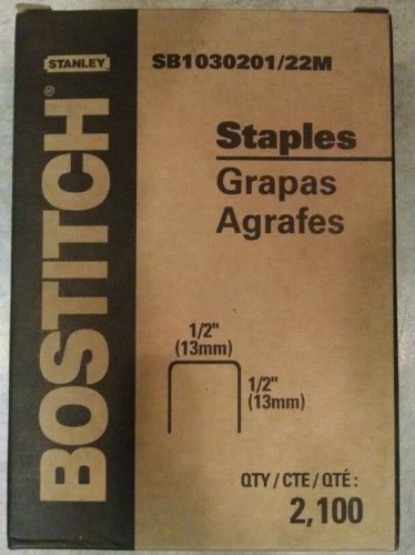 Bostitch sb1030201/22m carton staples, stick,1/2x1/2 l, 2,100staples in box for sale