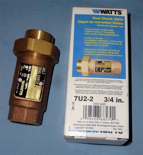 Lot of 2 new 3/4&#034; 7u2-2 dual check valve watts bronze water plumbing for sale
