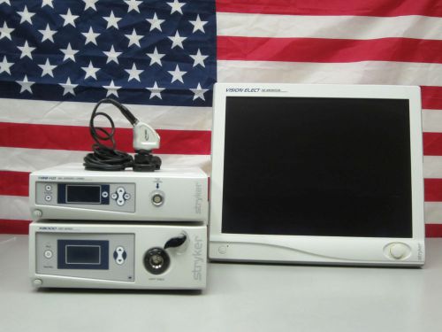 Stryker 1188 camera system, stryker x8000 light source 21&#034; vision elect for sale