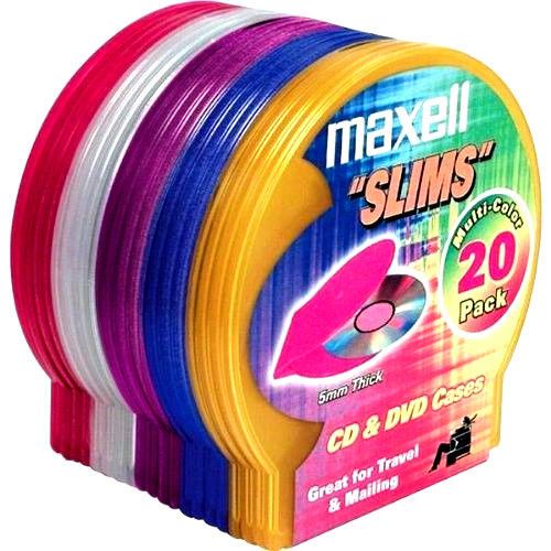 Maxell 20-Pack Slims Multi-Color CD/DVD Cases