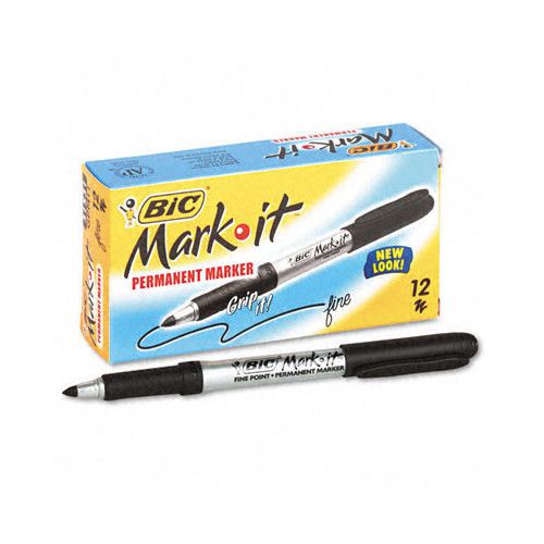 Bic Corporation Mark-It Permanent Fine Point Markers, 12/Pack