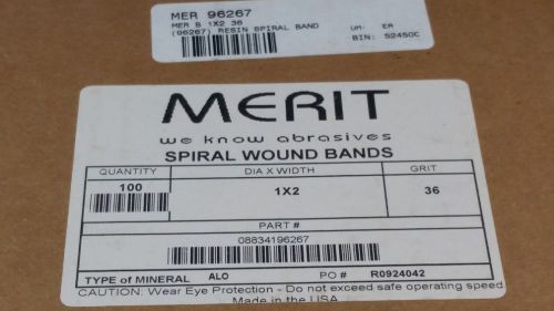 Box of 100 Merit 08834196267 Spiral Wound Bands 1&#034; x 2&#034; Grit 36 FREE FAST SHIP