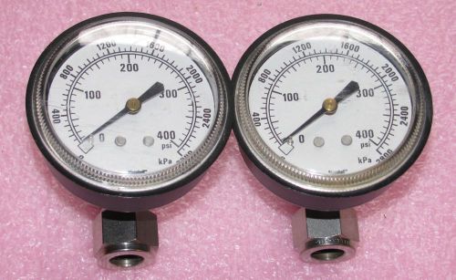 (2) marshall 88906 400psi/2800kpa pressure gauges 2-3/4&#034; dia. with swagelok tee for sale