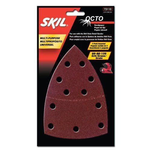SKIL 73110 Octo Sandpaper 60-80-120 Grit Variety - 5 Pack, Free Shipping, New