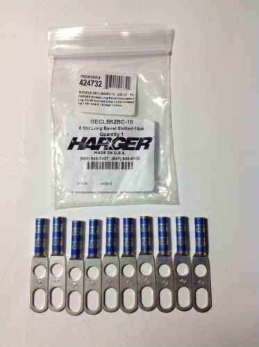 New! harger geclb62bc-10 424732 #6 slotted long barrel compression lug (10) for sale