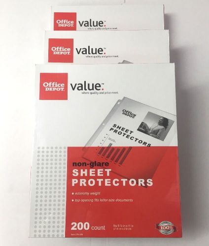 200 Clear Non-Glare Office Depot Sheet Protectors