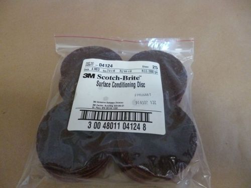 ( 25 pcs )  3m scotch-brite maroon 3&#034; surface conditioning disc , hook &amp; loop for sale
