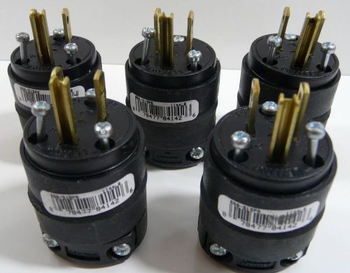 Leviton 000-515pr-000 15 amp black rubber plug grounded 125 volt lot of 5  new! for sale