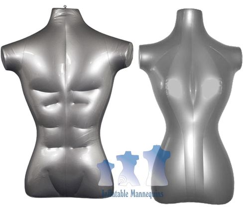 His &amp; Her Special - Inflatable Mannequin - Torso Forms Standard Size, Silver