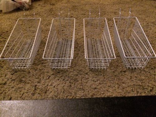 LOT OF 4 Store Display Fixtures 12&#034;L x 5&#034;W x 5&#034;H SLOPING WIRE BASKET - WHITE