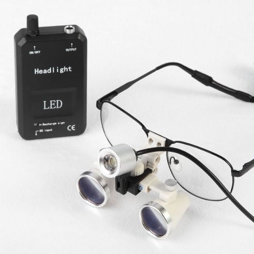 US ship Medical Binocular loupes 3.5X 420MM optical glasses LED Head light CA03
