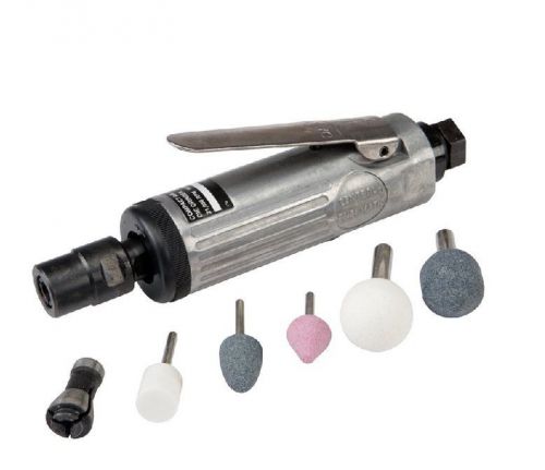 Mini air die grinder w/ 5 pcs mounted grinding stones 1/4&#034; &amp; 1/8&#034; collet for sale