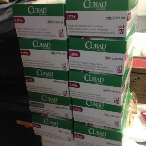 10 BOXES of CURAD LATEX MEDIUM POWDER-FREE EXAM GLOVES * NEW *