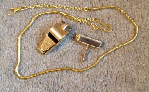 Brass or gold whistle chain holder lot police security for sale