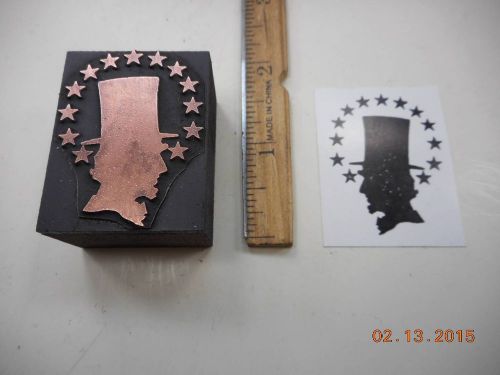 Letterpress Printing Printers Block, Abraham Lincoln Silhouette Profile, Stars