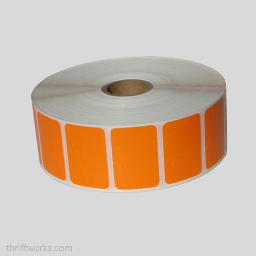 8 rolls of 2,500 orange thermal transfer stickers 1.5&#034; x 1&#034; with 1&#034; core for sale