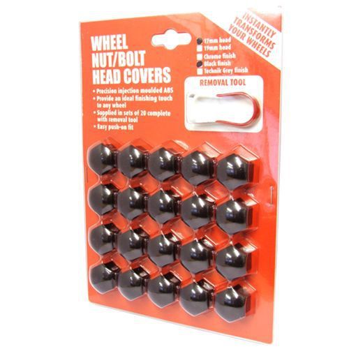 Black Hard Wearing Plastic Hex Nut Bolt Cover 20 Pieces Puller 19mm