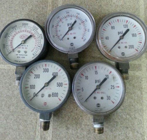 assortment of old pressure gauges