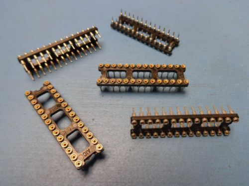 (5) 28 pin RLS328-01TG ADVANCED 300 MIL DIP  Solder Gold / Tin lead IC Socket