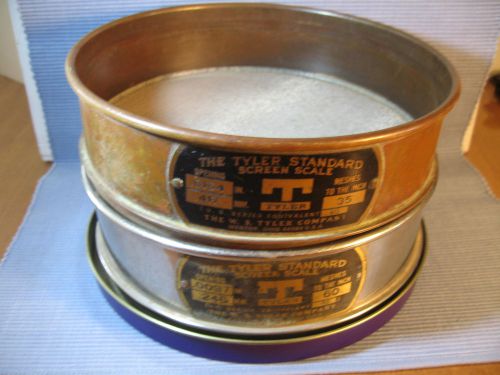 Set of two tyler standard screen scales, 35 mesh &amp; 60 mesh, w/catch basin, used for sale