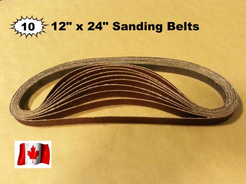 (10)Abrasive 1/2&#034; x 24&#034; Aluminum Oxide Resin Cloth Sanding Belts-NEW-100 grit