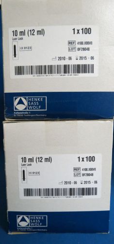 Qty 200 norm-ject plastic syringe luer lock 10ml 1x 100  #4100.x00v0 for sale