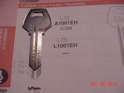 LOCKSMITH NOS 27 Key Blanks 1001EH Corbin Russwin locks uncut CO87 5 pin