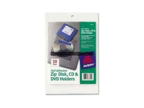 Avery 73721 cd dvd zip disc self adhesive presentation holders 10 pack  new for sale