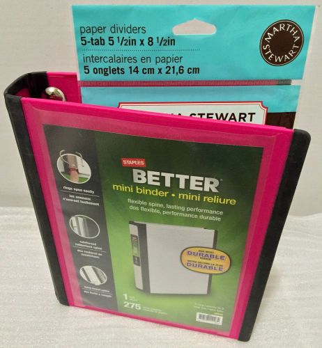Staples Better Mini Binder, 5.5&#034; x 8.5&#034; with 5 Tab Martha Stewart Paper Dividers