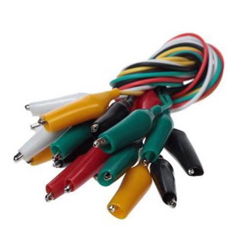 10pc 20&#034; Test Leads Crimped Alligator Clips 22 Gauge Insulation for Electronics