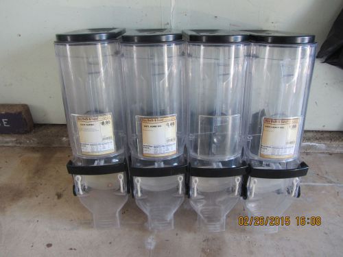 Lot of 4 radeus 618 gravity feed bulk food candy, coffee, nuts dispenser bins for sale