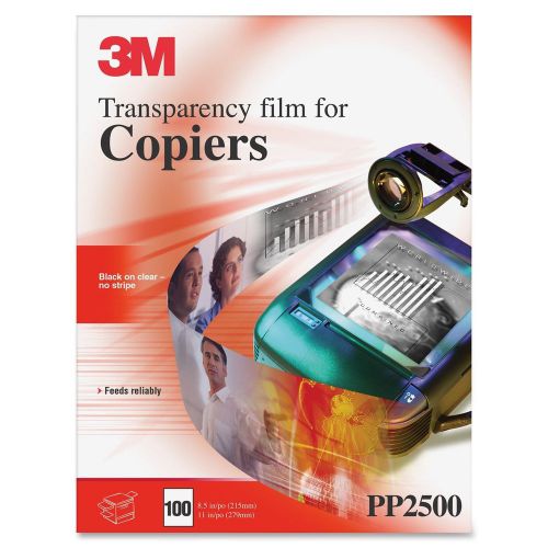 3M PP2500 Transparency Film for Copiers 8.5&#034; x 11&#034; Box with 100 Sheets +