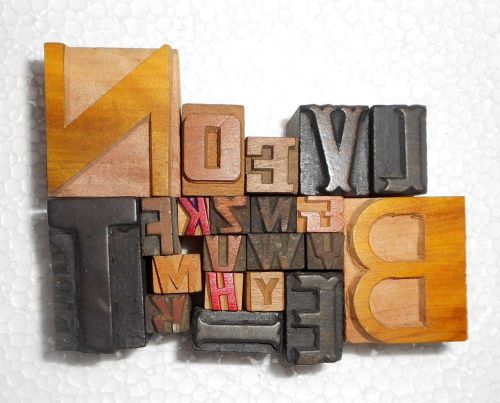 Letterpress Letter Wood Type Printers Block &#034;Lot Of 20&#034; Typography.In792