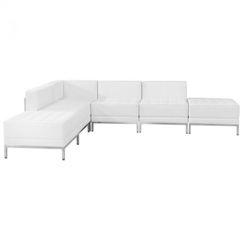 Imagination series white leather sectional configuration, 6 piece set for sale