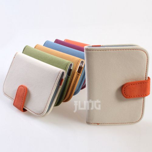 New Vintage Suede Business Name ID Credit Cards Holder Case Purse 14 pages White