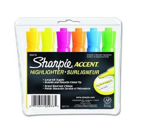 Sharpie Accent Tank Style Highlighter With Chisel Tip 6 Per Pack Assorted New