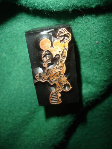 VTG Mickey Mouse Printing Letterpress Printers Block Copper on Wood Disney Mick