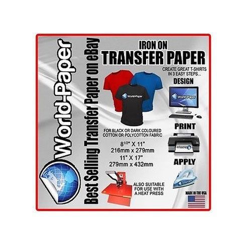 Dark inkjet heat transfer paper 8.5&#034; x 11&#034;  - 5 pack (blue line) new for sale