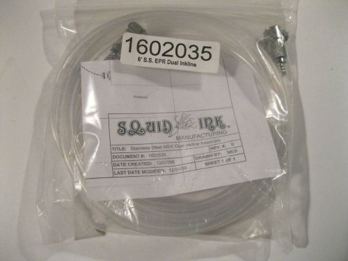 SQUID INK 1602035 6&#039; LENGTH STAINLESS STEEL MEK DUAL INK LINE ASSEMBLY, BN