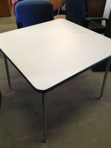 SQUARE CAFETERIA TABLE GRAY COLOR LAMIN TOP w/ 4 CHROME LEGS 36&#034;x36&#034;
