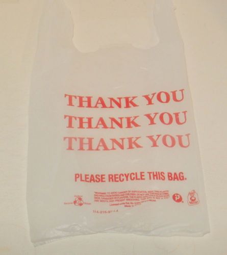 250 WHITE SMALL THANK YOU GROCERY SHOPPING PLASTIC T-SHIRT BAGS NEW