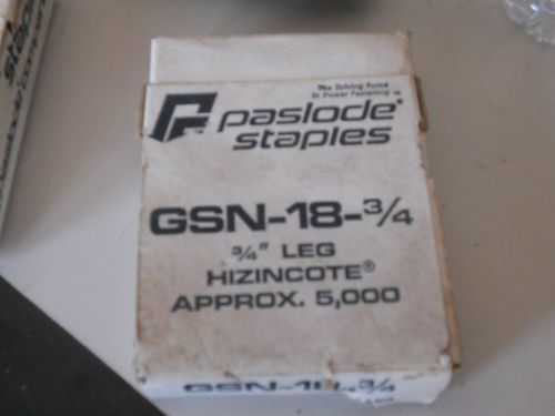 NEW PASLODE STAPLES GSN-18-3/4 3/4&#034; LEG HIZINCOTE 5000 COUNT