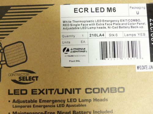 New Lithonia Lighting LED Exit Combo Red Single Face ECR LED M6  Emergency
