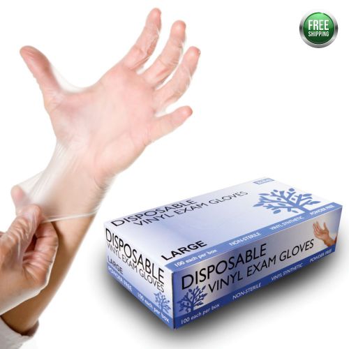 100 exam vinyl gloves (latex free non nitrile) box of 100 gloves (medical grade) for sale