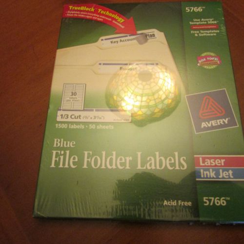 Avery file folder labels 1/3 cut 1500 count,laser ink jet,blue#5766 for sale