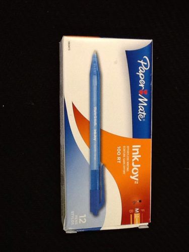 Paper Mate Inkjoy 100Rt Retractable Ballpoint Pen,1.0 Mm, Blue Ink, Dozen