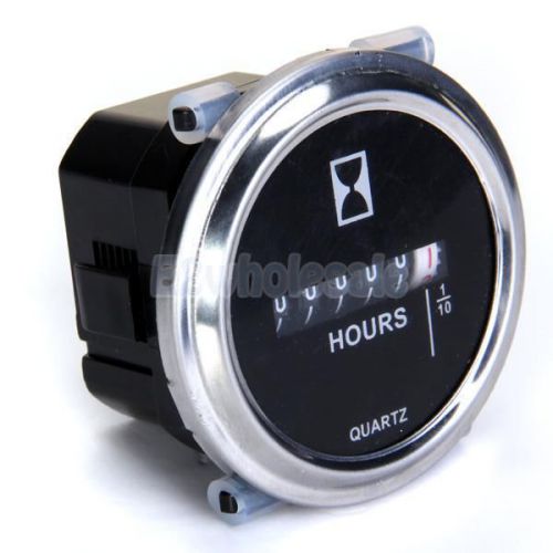 Hour meter 100-250v ac 99999.9 hours reading - round silvery quartz trim ring for sale