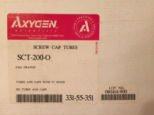 Axygen SCT-200-O Microcentrifuge Screw Cap Tubes, 2.0mL, Case of 500